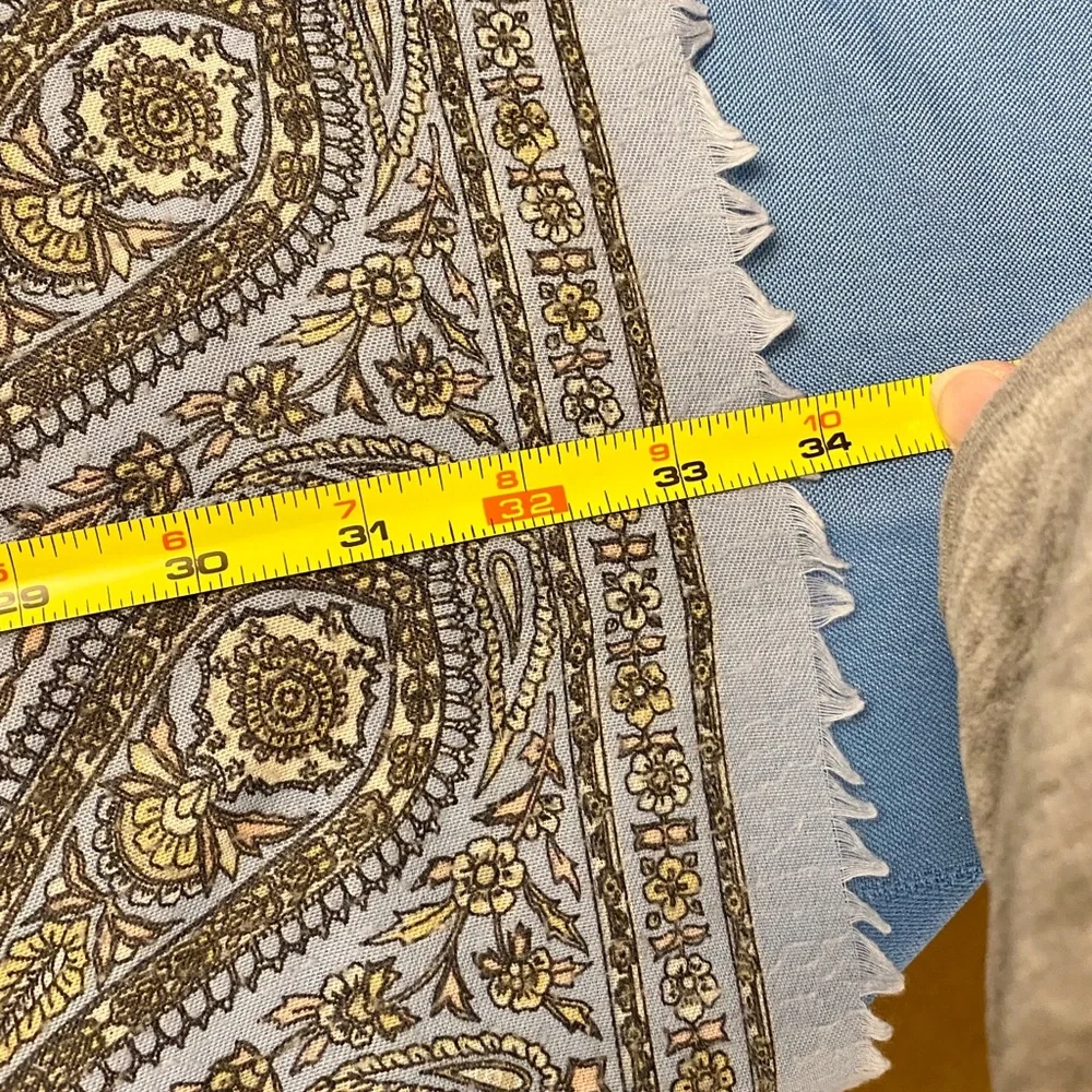 2 Scarves 1 Square Blue Yellow Paisley Scarf 1 Thin Gray Pink Floral Scarf